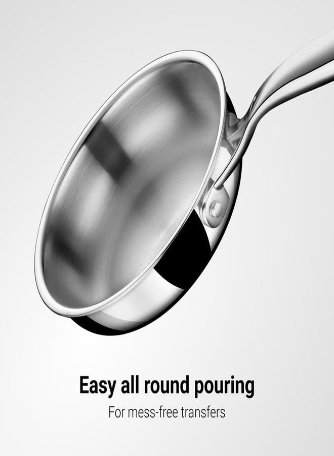 ستال مقلاة ستال ثلاثية الطبقات من الفولاذ المقاوم للصدأ، سعة 0.6 لتر، قطر 16 سم، بدون غطاء، قاعدة للطهي بالحث - Image 5